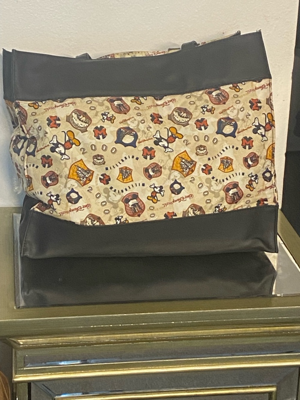 Disney World Patterned Canvas Tote with Black Trim